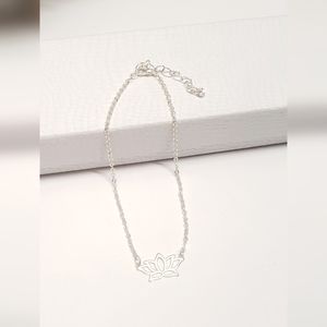 Silver Lotus Flower Anklet Bracelet or Bracelet